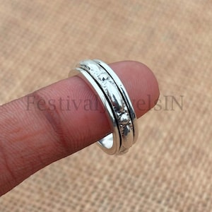 Unique Spinner 925 Sterling Silver | Anxiety Ring | Fidget Ring | Women&#39;s Meditation Ring | Thumb Ring | Ring&#39;s For Women | Gift for Her