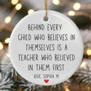 Teacher Personalized Christmas Ornament, Gift for Best Teacher, Student Gift, Favorite Teacher, Ceramic Holiday Decor, Festive Season