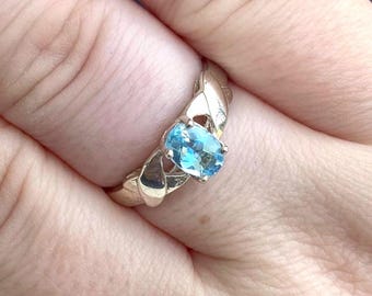 Chateau D’Argent Signed Vintage Sterling Silver Topaz Ring Marked 925 CA Size 8.5
