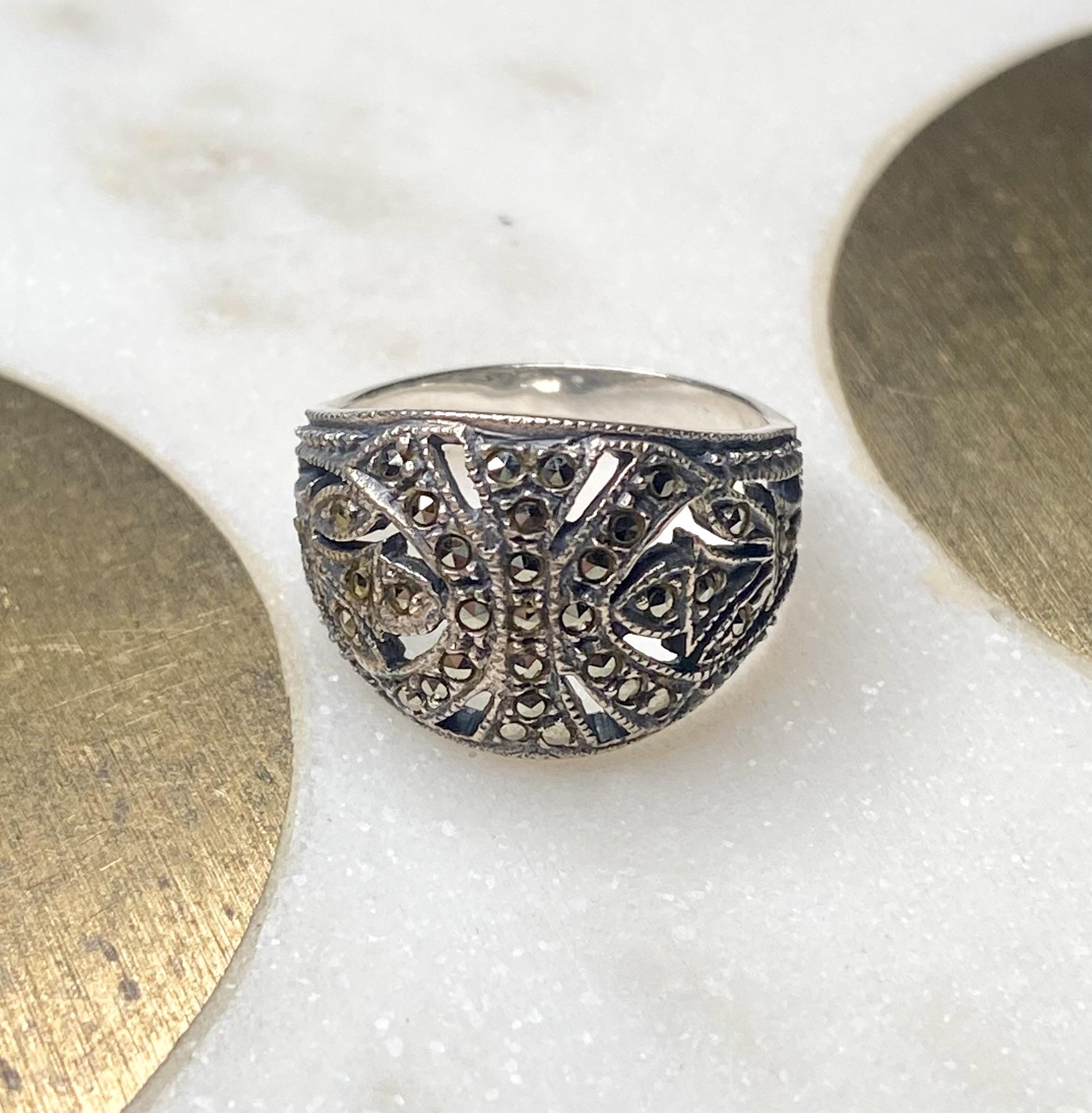 アクセサリー Vintage Silver Thick Shaft Ring 925 Sterling Silver Ring, Vintage Mexican 925 Jewelry, Made in