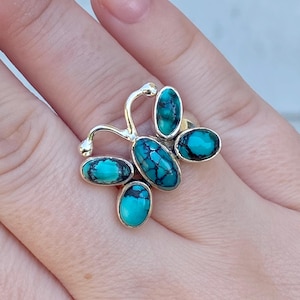 Sterling Silver Turquoise Butterly Ring Marked 925 IN Size 7