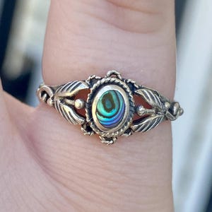 Abalone Shell Vintage Sterling Silver Ring Marked 925 Size 6.5