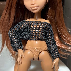 Handmade Off-the-Shoulder Crochet Top for Monster High Dolls
