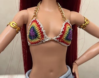 Handmade Pride Theme Crochet Top For Dolls