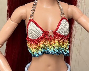 Handmade Pride Theme Crochet Top For Dolls