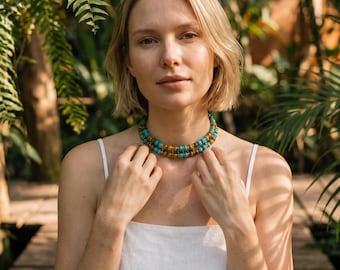 Tigerauge & Türkis Choker