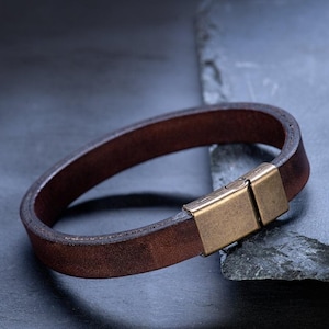 Leather Personalized Bracelet for Men – Custom Name Cuff Bracelet – Full Grain Leather Wrap–Engraved Men’s Bracelet–Gift for Him–Custom Cuff