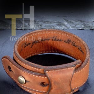 Custom Full Grain Leather Bracelet for Men | Handmade Adjustable Cuff | Personalized Jewelry Gift for Him | Boyfriend Anniversary Gift
