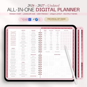 Planner digitale 2026 2027 e senza data / Planner tutto in uno / Planner per iPad e Android / Planner Goodnotes giornaliero, settimanale e mensile (download digitale)