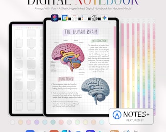 タブ付きデジタルGoodnotesノートブック｜iPad＆Android対応｜ドット方眼、グリッド、罫線、コーネル式｜Notability Noteshelfテンプレート（ChatGPT連携）