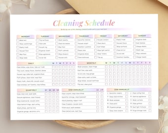 Editable Cleaning Schedule Checklist, ADHD Home Planner, Daily Weekly Monthly Yearly, ADHD Family Cleaning Chart, Household Kids Chores List