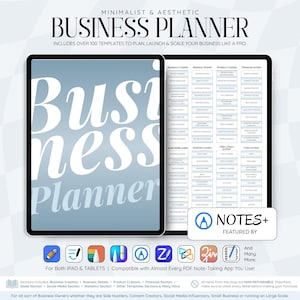 Digital Business Planner PORTRAIT for iPad & Android | Small Entrepreneur, Social Media, Side Hustle, Content Journal | Goodnotes Notability
