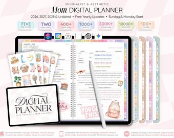 Mom Digital Planner 2026, 2027, 2028, Undated | iPad Android | Busy Mum Life Journal | Daily Weekly Monthly | Goodnotes Notability Noteshelf