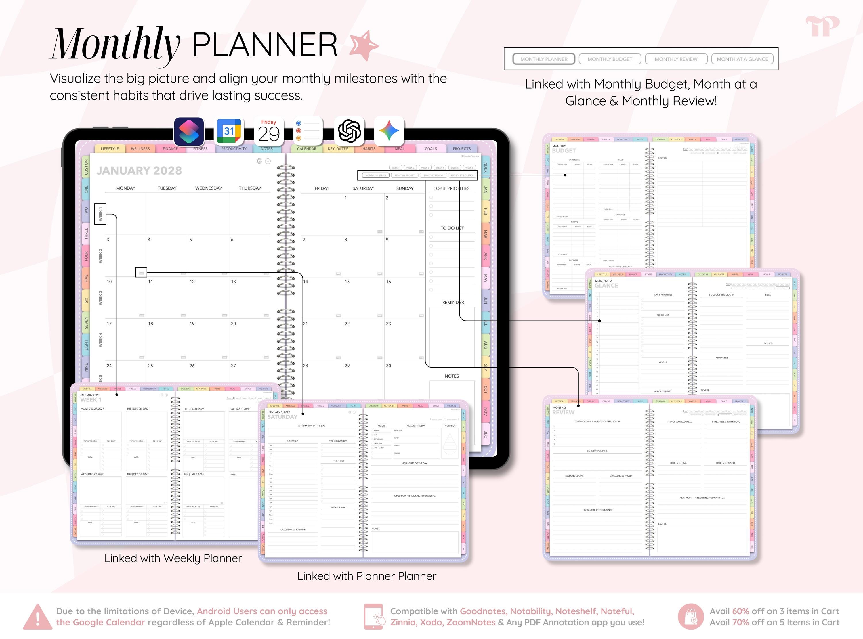 All-in-one Digital Planner 2026, 2027, 2028 & Undated | iPad Android ...