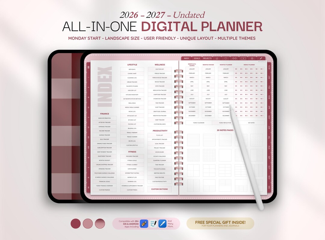 2026 2027 & Undated Digital Planner | All-in-one Planner | iPad Andriod ...