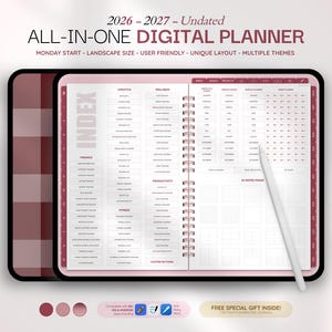 2026 2027 & Undated Digital Planner | All-in-One Planner | iPad Andriod Planner | Daily Weekly Monthly Goodnotes Planner (Digital Download)