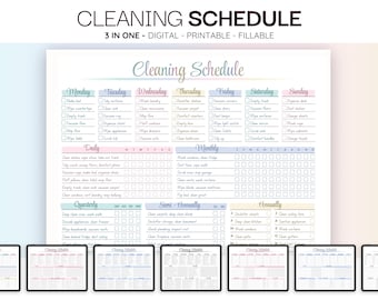EDITABLE Cleaning Planner, ADHD Cleaning Planner, Deep Cleaning Checklist, Daily Weekly Monthly Cleaning Schedule, Household Chore Charts