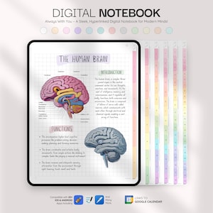 Cahier numérique | Bloc-notes Goodnotes pour iPad et Android avec onglets, modèles de papier à lettres numériques, journal numérique, modèle de bloc-notes pour étudiant