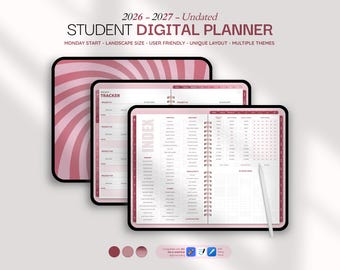 Student Digital Planner 2026 2027 & Undated | All-in-One Academic Agenda | College School Goodnotes Planner | iPad Android
