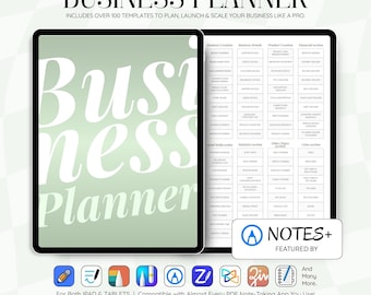 Planificador de negocios digital PORTRAIT para iPad y Android / Pequeño emprendedor, redes sociales, negocios paralelos, diario de contenido / Notability de Goodnotes