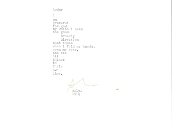 today -hand typed limited edition original poem