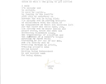 when the woman who makes wedding cakes asked me when i was going to get married - hand typed limited edition original poem