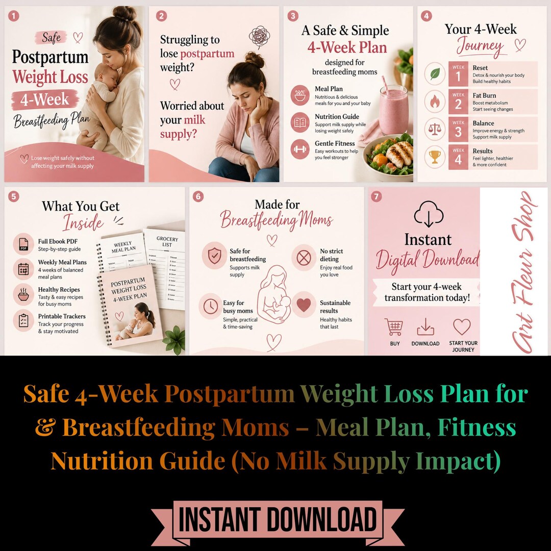 Postpartum Weight Loss Guide for Breastfeeding Moms – 4-week Safe Meal ...