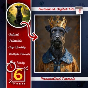 Custom Dog Photo Painting, Regal Canine Digital Art, Grand Puppy Photo Canvas, Creative Dog Mom Gift, Aristocratic Pet Portrait from Photo