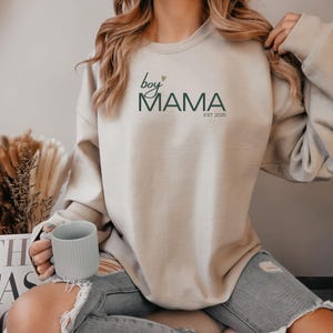 Personalized Boy Mama EST Year Crewneck Sweatshirt, Custom Year Mom Sweater, Mothers Day Gift