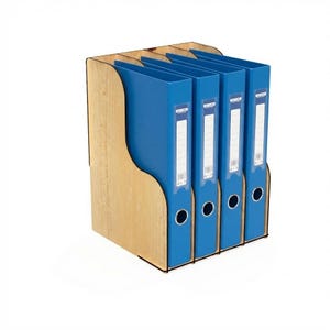 Organizador vertical SVG, archivo de corte láser para clasificador de papel A4, plantilla de organizador de escritorio de 4 ranuras, archivo DXF para madera de 3 mm, descarga digital para Glowforge