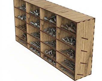 Slanted Storage Shelf Laser Cut File, 16 Compartment Organizer, Digital 3mm