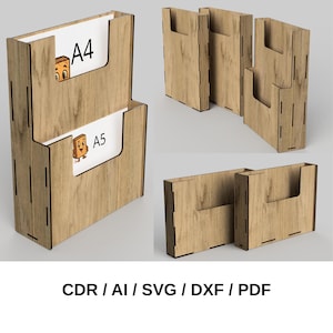 Lasergesneden vijl: A4/A5-documenthouder, wanddisplay (digitale download)