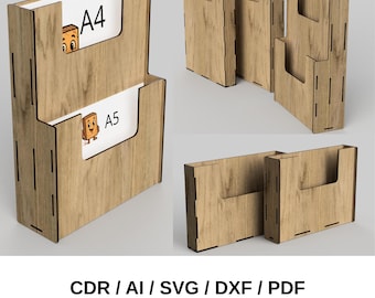 Fichier découpé au laser - Porte-documents A4/A5, affichage mural (téléchargement numérique)