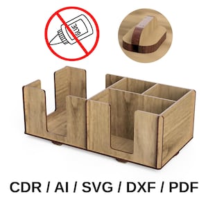 Laser Cut Napkin NO GLUE & Condiment Holder SVG, 3mm Plywood File, Table Organizer, Coffee Station, Digital Download