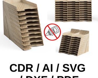 A4 Document Organizer Laser Cut File, 3mm Wood, 10-20-30 Slot (Digital Download)