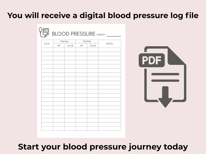 Blood Pressure Log Printable Editable, BP Tracker Sheet, Daily Blood ...