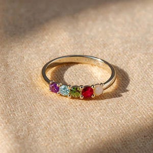 Multiple Birthstone Ring, Birthstone Customized Ring, Personalized Birthstone Wedding Ring, Gold Birthstone Engagement Ring Gift For Mother