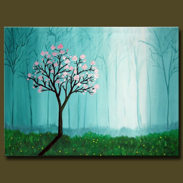 morning magnolia - original palette knife painting on18x24inch stretched canvas