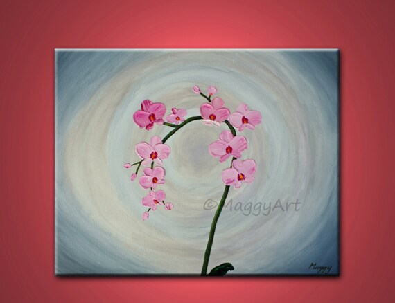 Orchid Pink Flowers 20x16inch Original Modern Palette Knife Etsy