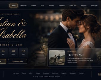 Wedding Website Template Design | Classic Old Money Aesthetic Canva Wedding Invitation, RSVP and Digital Suite