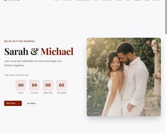 Old Money Digital Wedding Website Template Suite | Website Canva Wedding Website, Website Invitation & Wedding Countdown