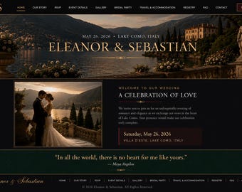 Wedding Website Template | Elegant Old Money Digital Invitation & Canva Countdown Suite
