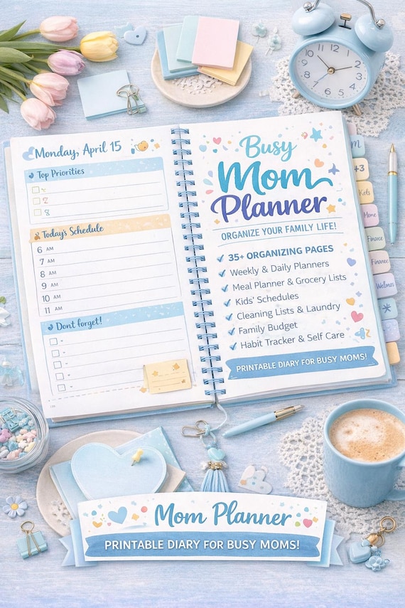 Busy Mom Planner | Digital Life Planner for iPad | Daily, Weekly & Monthly Home Management, Parenting, Meal Planner | Family Planner