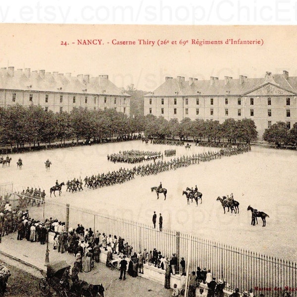 French Postcard c.1908 - Thiry Barracks, Nancy, France