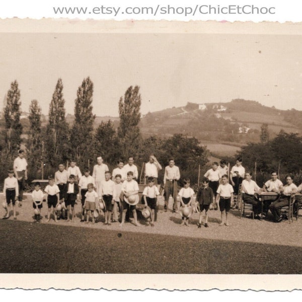French Photo Postcard - Boys Summer Camp