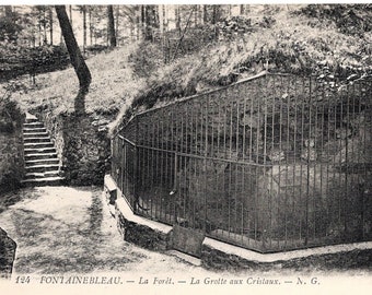 Vintage French Postcard - The Crystal Cave at Fontainebleau Forest, France