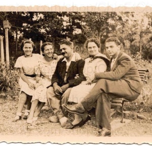Foto d'epoca francese - Famiglia in un giardino