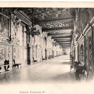 Unused French Postcard - Gallery of Francis 1st, Château de Fontainebleau, France