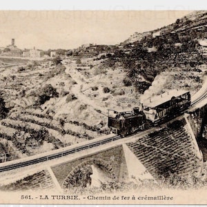 French Postcard c.1903 - Railway Crémaillère, La Turbie, France
