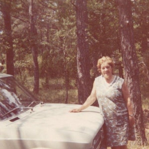 Vintage 1970&#39;s French Photo - Woman Outside with a Car